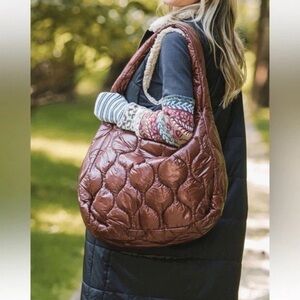 Free People Surplus Shine Carryall Tote – Nutshell Brown – NWT